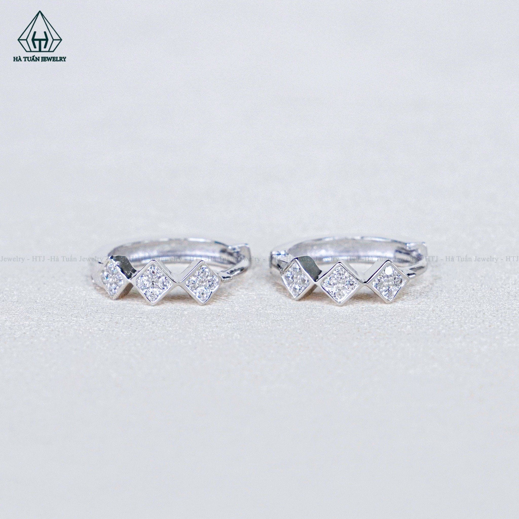  E119 Bông tai khoen thoi đá 