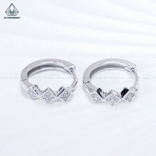  E119 Bông tai khoen thoi đá 