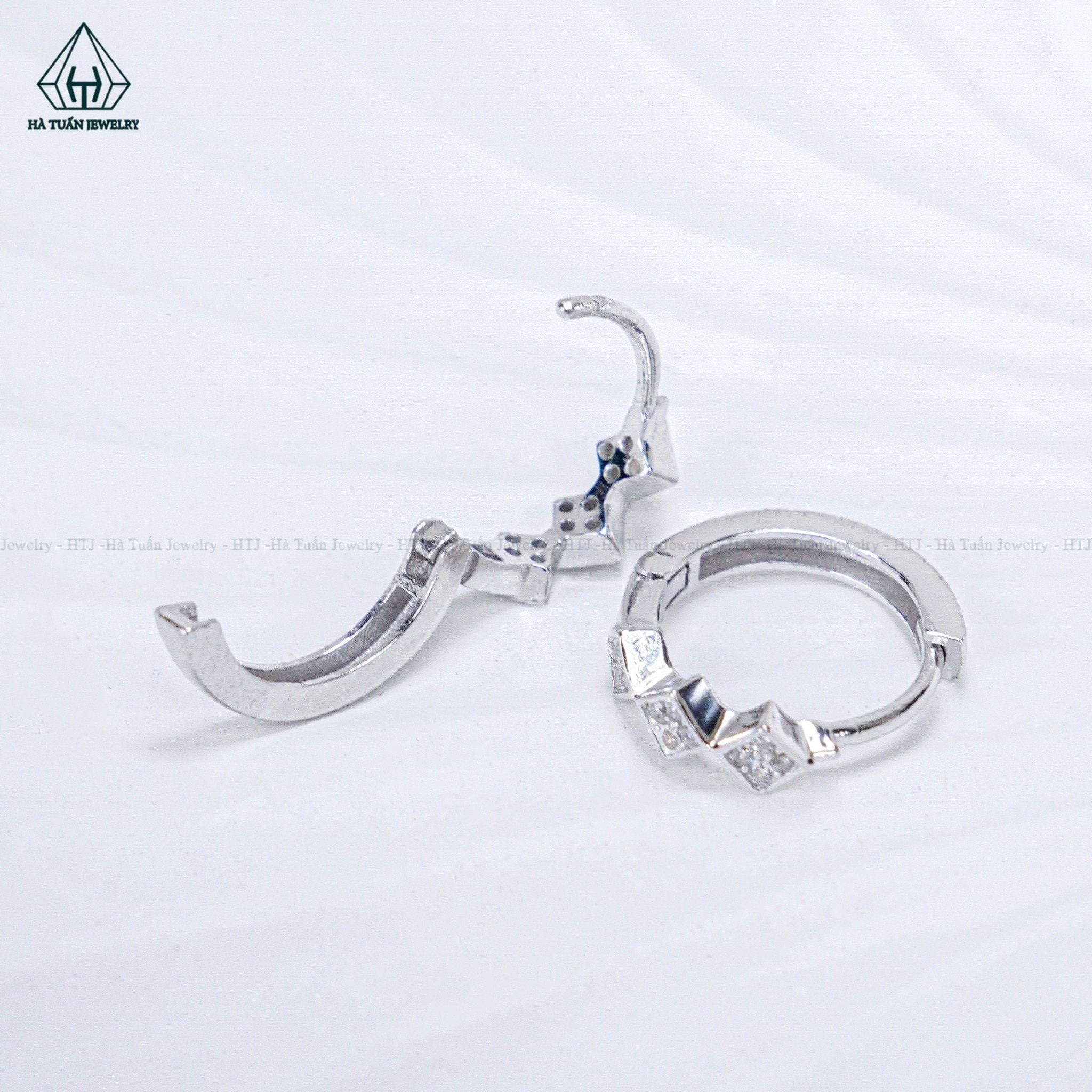  E119 Bông tai khoen thoi đá 