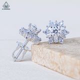  EX224 4mm Bông tai hoa 6 cánh phối baguette 