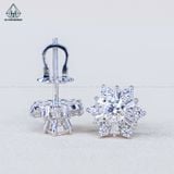  EX224 4mm Bông tai hoa 6 cánh phối baguette 