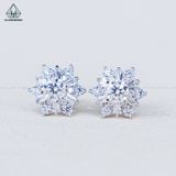  EX224 4mm Bông tai hoa 6 cánh phối baguette 