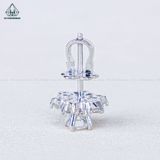  EX224 4mm Bông tai hoa 6 cánh phối baguette 