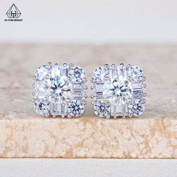  EX530 5.4mm Bông tai vuông đá 