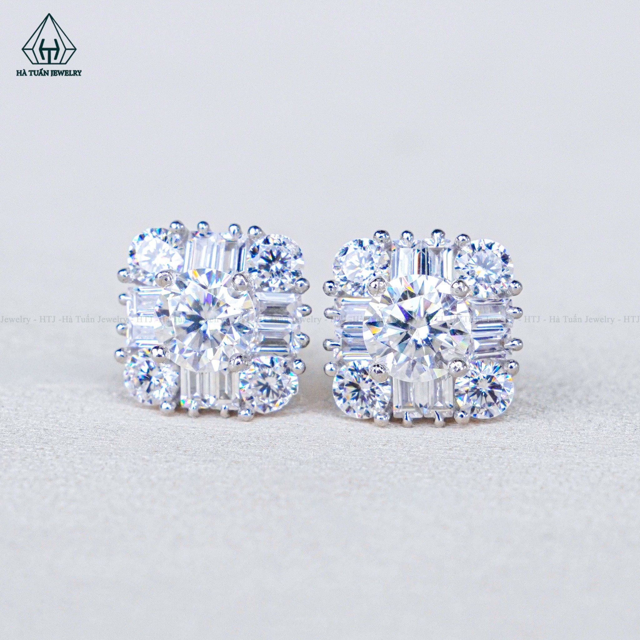  EX530 5.4mm Bông tai vuông đá 