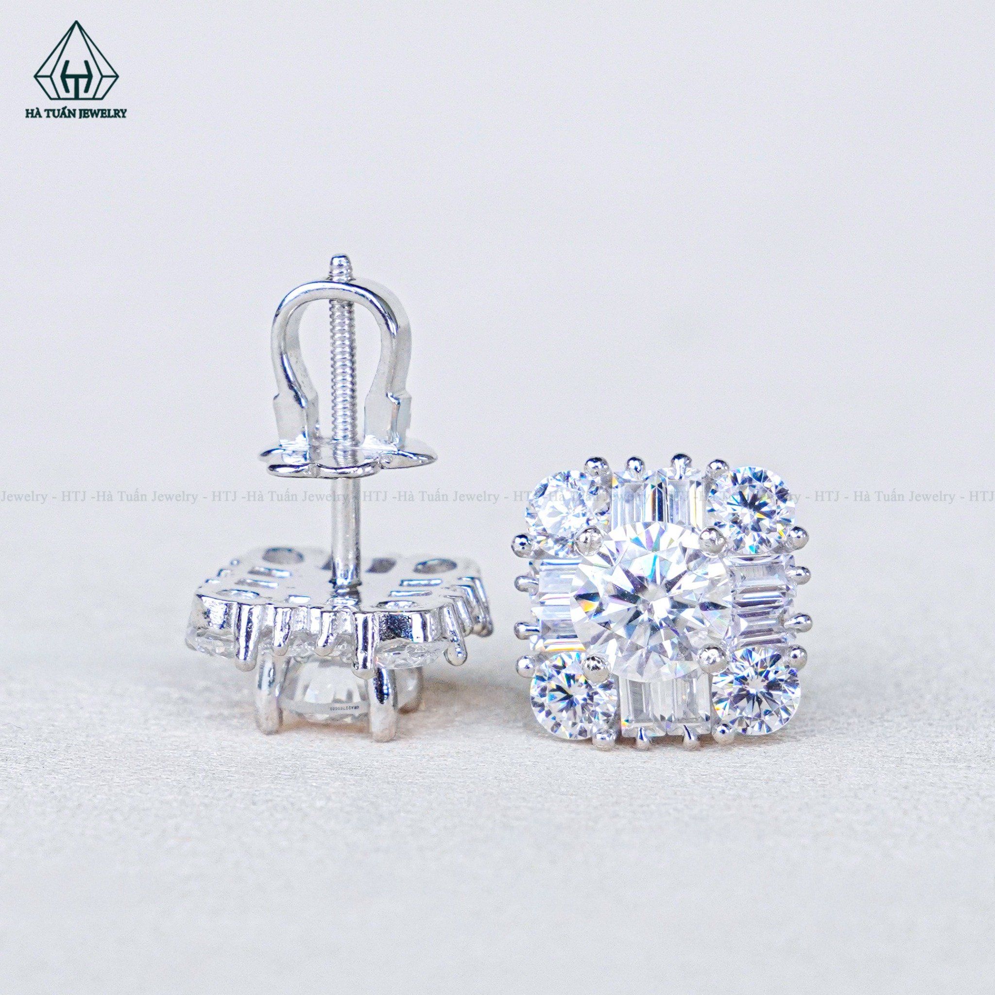  EX530 5.4mm Bông tai vuông đá 