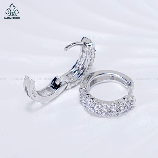  E121 Bông tai khoen 2 hàng đá 