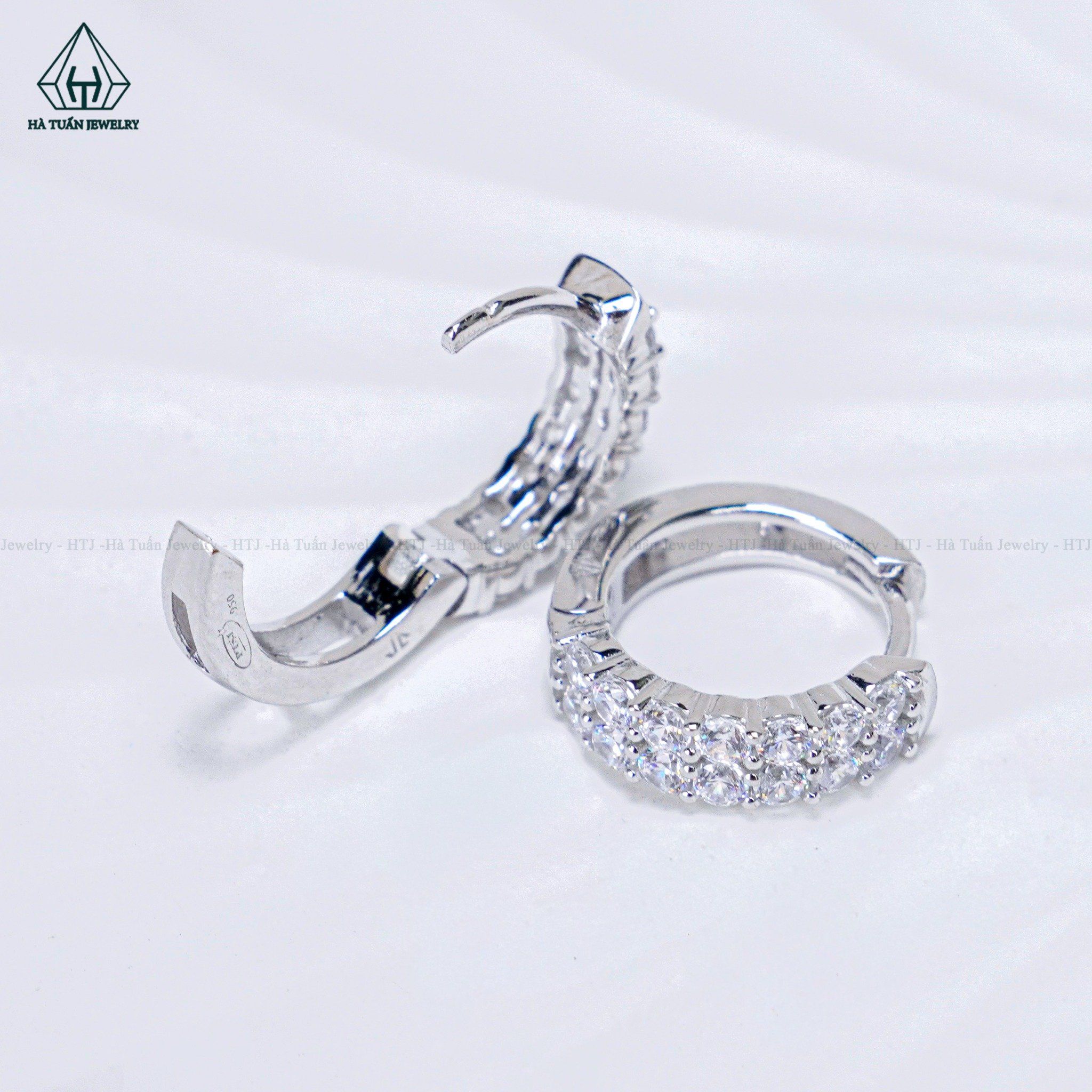  E121 Bông tai khoen 2 hàng đá 