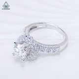  RX619 8mm Nhẫn nữ hoa đá tròn 4 chấu 