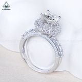  RX619 8mm Nhẫn nữ hoa đá tròn 4 chấu 