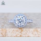  RX619 8mm Nhẫn nữ hoa đá tròn 4 chấu 