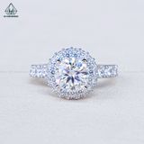  RX619 8mm Nhẫn nữ hoa đá tròn 4 chấu 