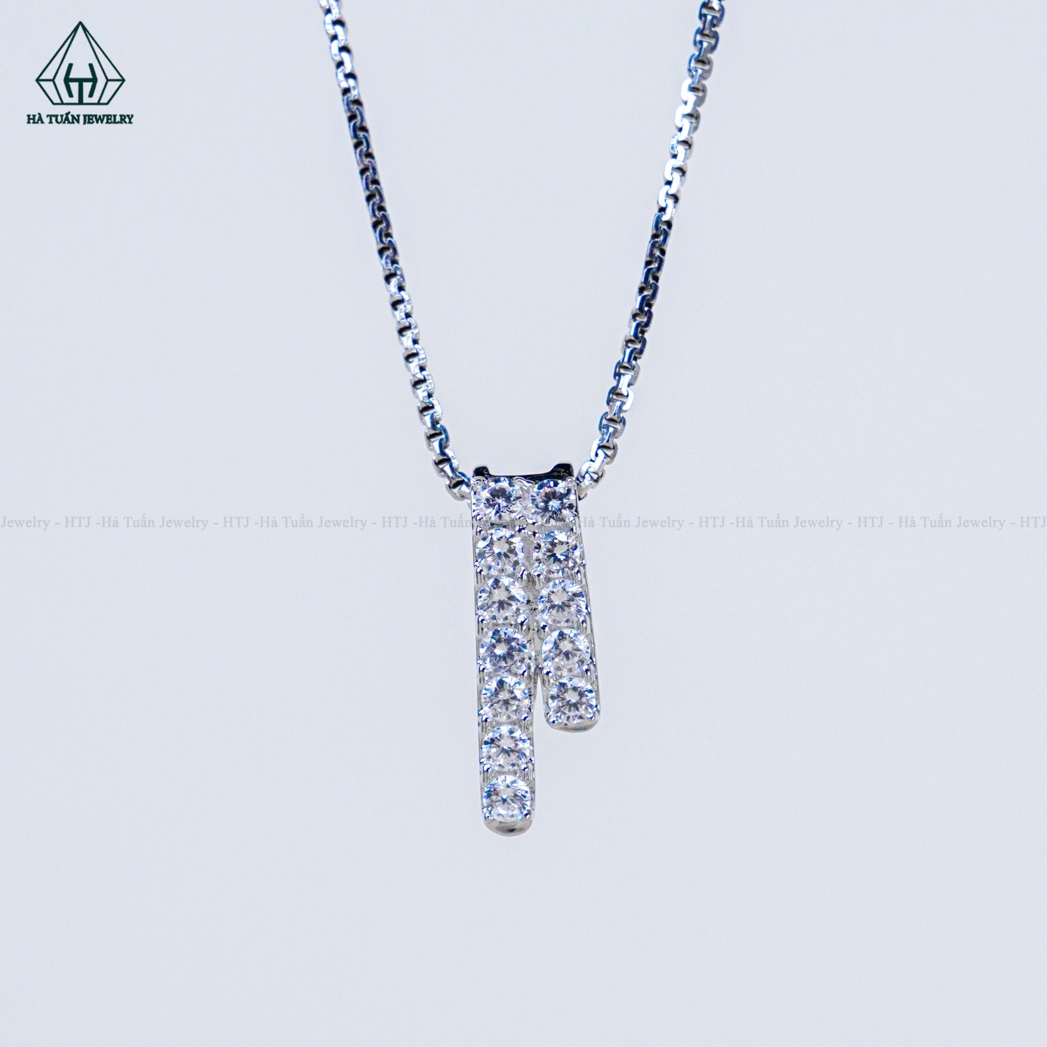  P431 Mặt dây chuyền 2 hàng đá 