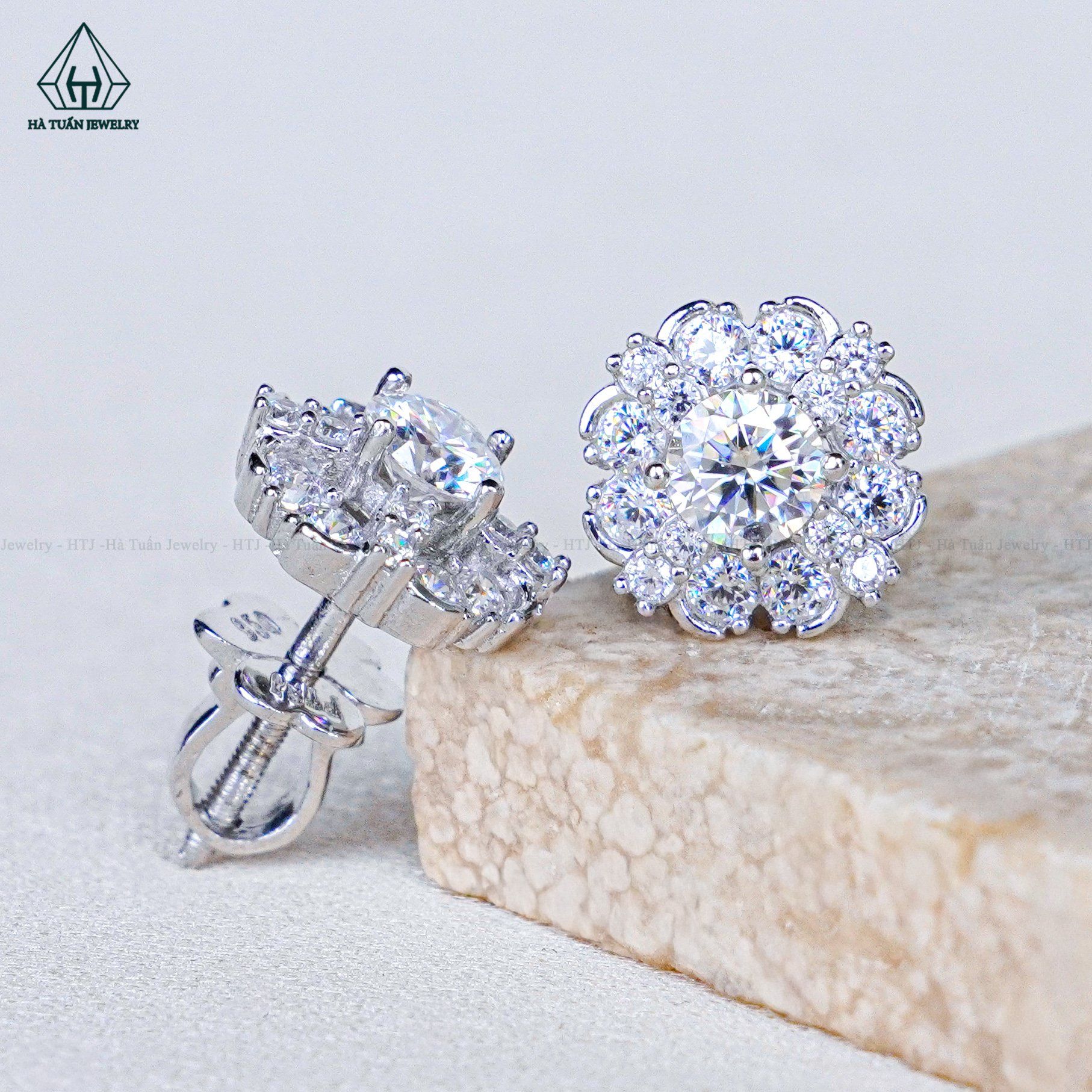  EX534 4.5mm Bông tai hoa đá 