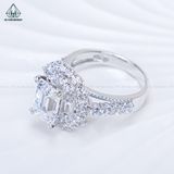  R998 Nhẫn nữ hoa tròn đá Emerald 7*9mm 