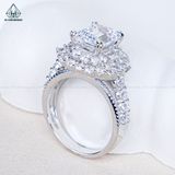  R998 Emerald 7*9mm Nhẫn nữ hoa tròn đá CZ 