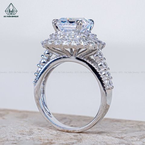 R998 Emerald 7*9mm Nhẫn nữ hoa tròn đá CZ