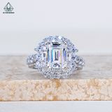  R998 Emerald 7*9mm Nhẫn nữ hoa tròn đá CZ 