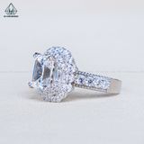  R998 Emerald 7*9mm Nhẫn nữ hoa tròn đá CZ 