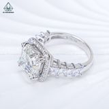 R999 Asscher 10*10mm Nhẫn nữ halo vuông đá CZ 