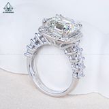  R999 Asscher 10*10mm Nhẫn nữ halo vuông đá CZ 