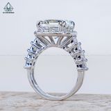  R999 Asscher 10*10mm Nhẫn nữ halo vuông đá CZ 