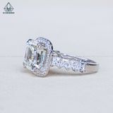  R999 Asscher 10*10mm Nhẫn nữ halo vuông đá CZ 
