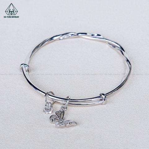 B086 Vòng tay xoắn charm hoa bướm