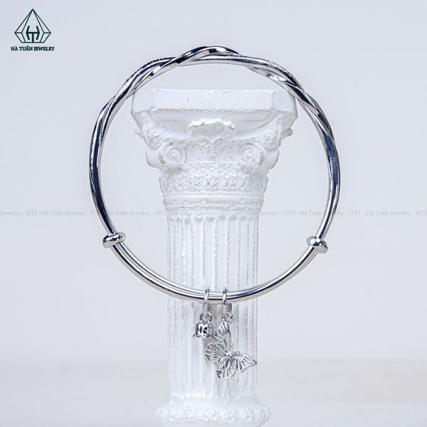  B086 Vòng tay xoắn charm hoa bướm 
