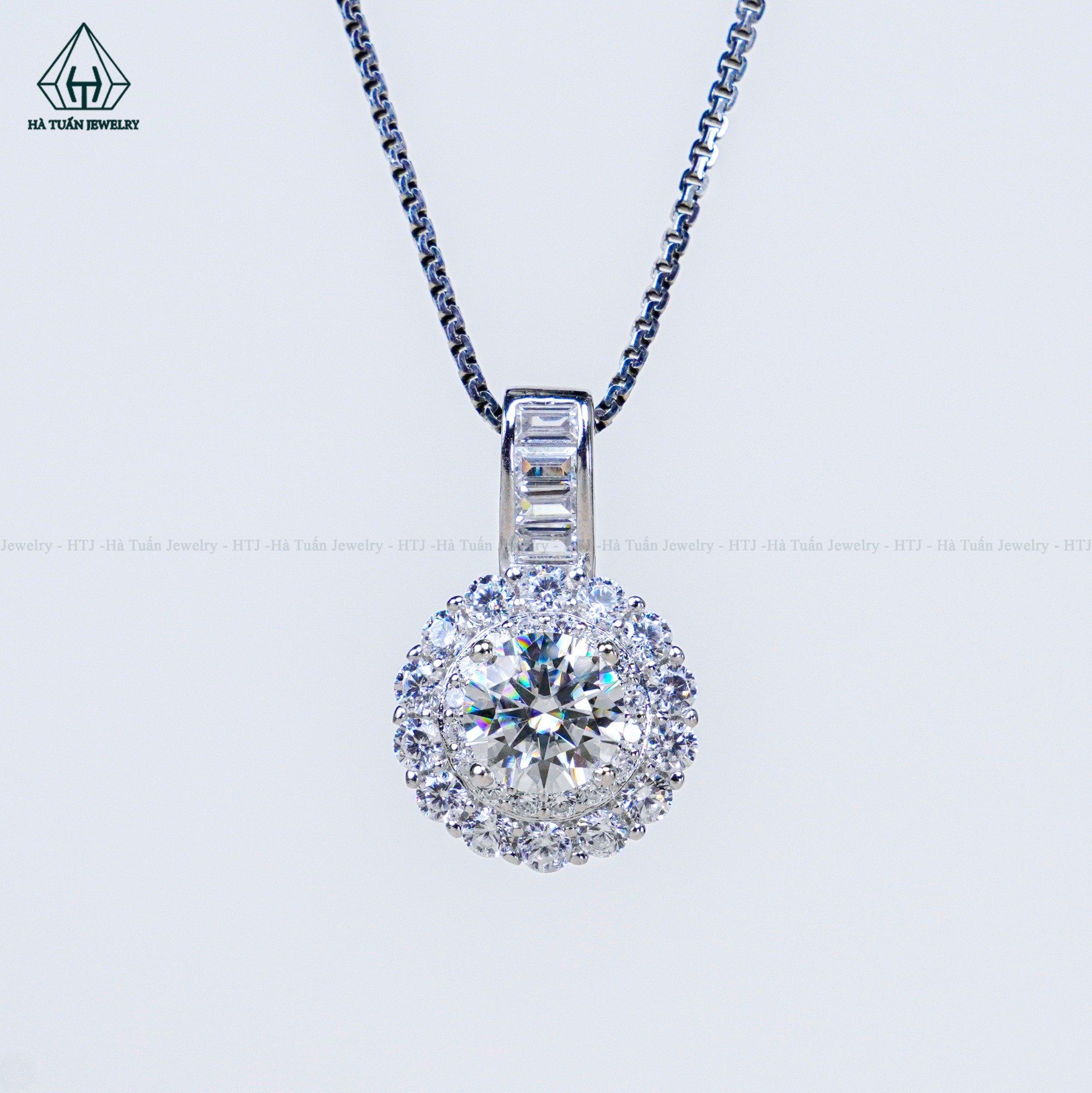  PX300 6mm Mặt dây chuyền tròn 2 hàng đá 