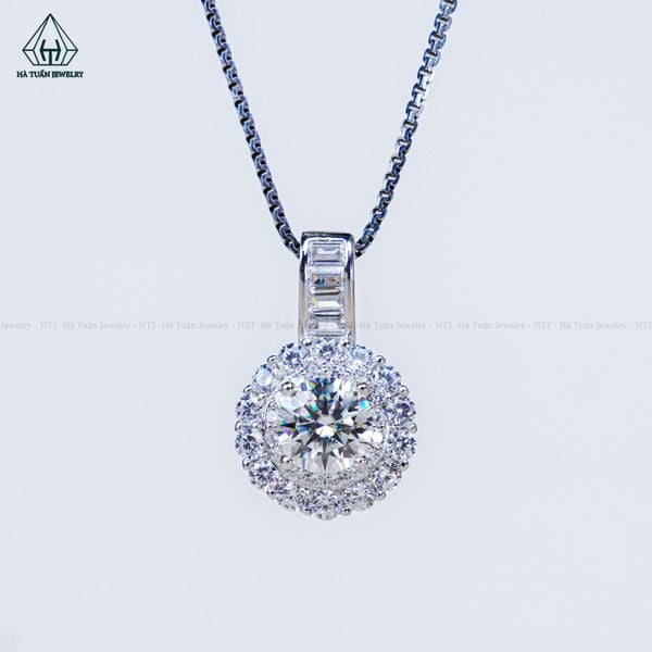  PX300 6mm Mặt dây chuyền tròn 2 hàng đá 