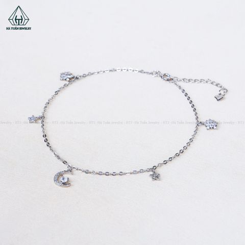 A485 Lắc chân mặt trăng phối charm hoa
