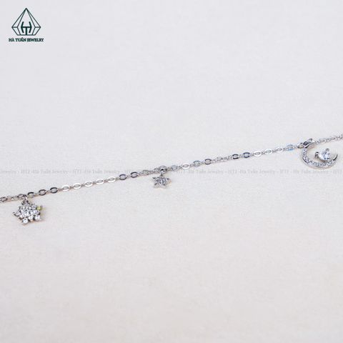 A485 Lắc chân mặt trăng phối charm hoa