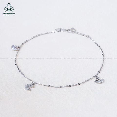 A488 Lắc chân mặt trăng phối charm thiên nga