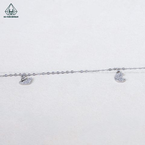 A488 Lắc chân mặt trăng phối charm thiên nga