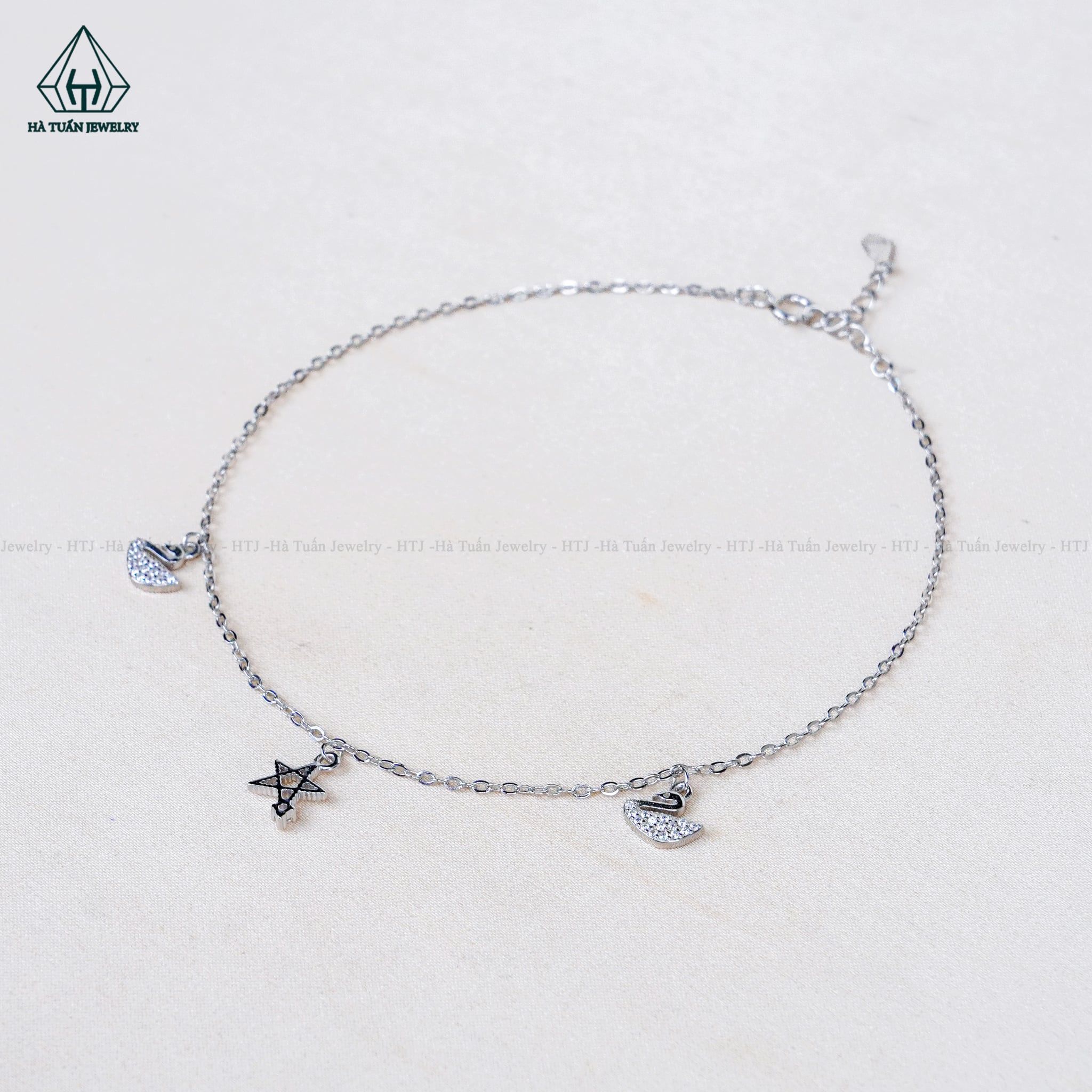  A494 Lắc chân ngôi sao phối charm thiên nga 