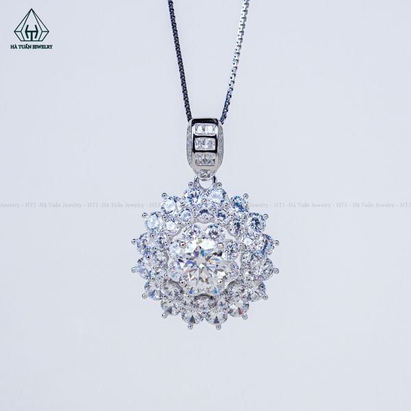  PX308 8.1mm Mặt dây chuyền tròn hoa đá nhọn 