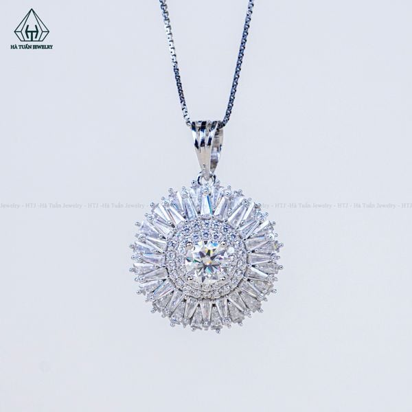  PX305 7mm Mặt dây chuyền tròn đá baguette 