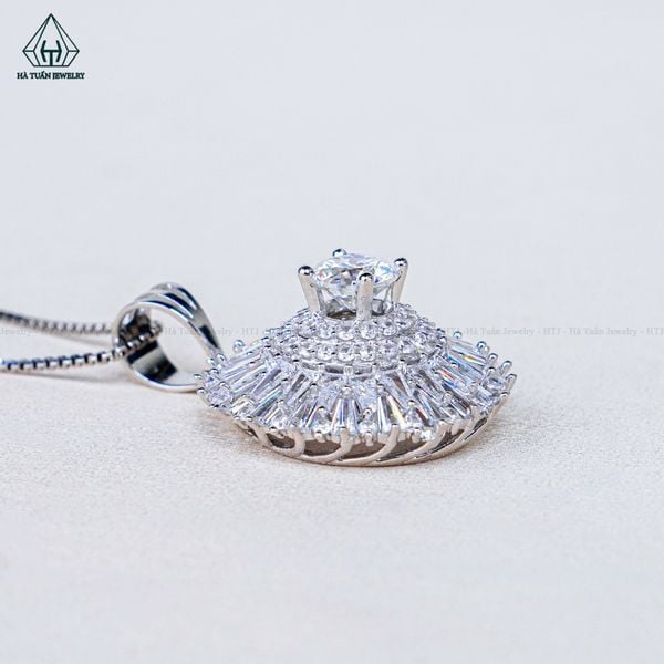  PX305 7mm Mặt dây chuyền tròn đá baguette 