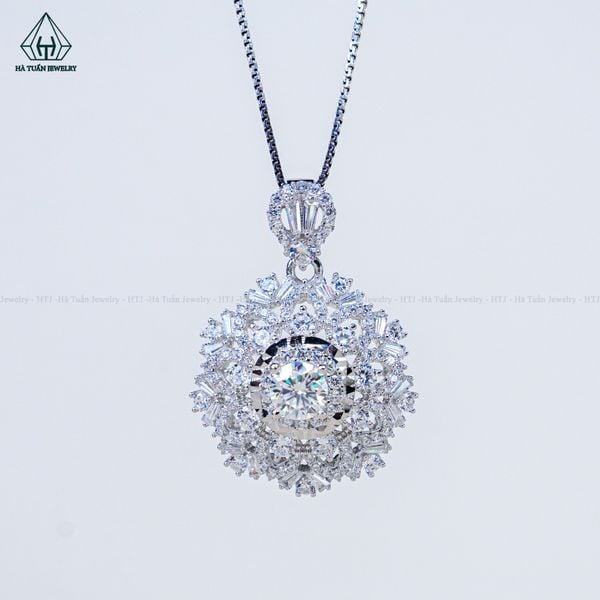  PX307 6mm Mặt dây chuyền tròn hoa đá 