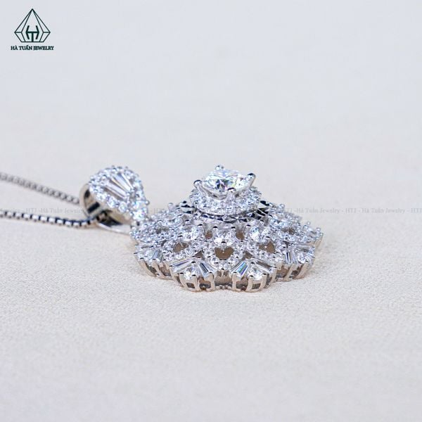  PX307 6mm Mặt dây chuyền tròn hoa đá 