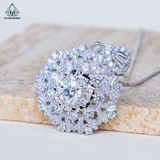  PX307 6mm Mặt dây chuyền tròn hoa đá 