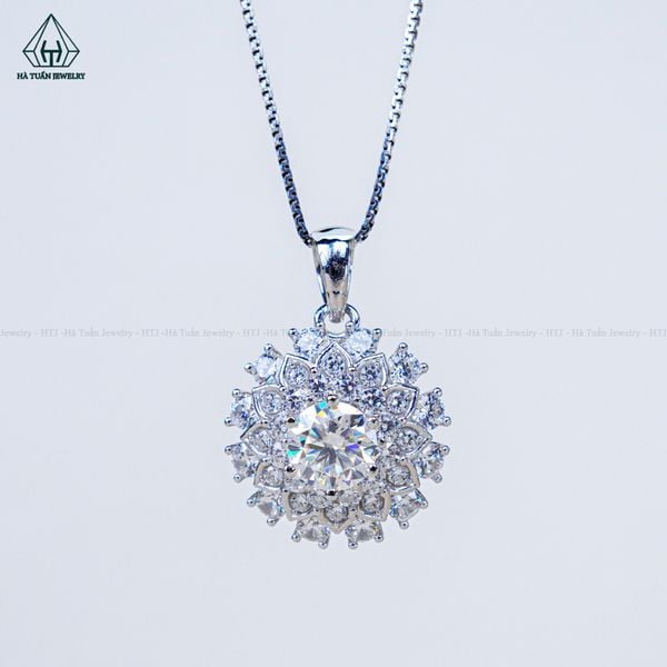  PX304 7.5mm mặt dây chuyền tròn 6 chấu 