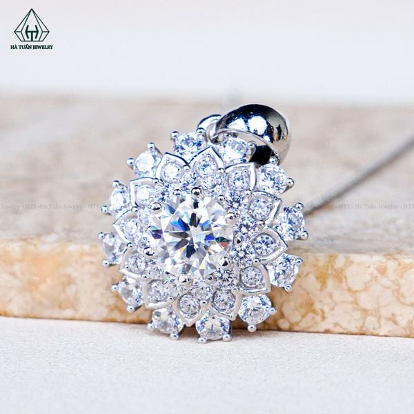  PX304 7.5mm mặt dây chuyền tròn 6 chấu 