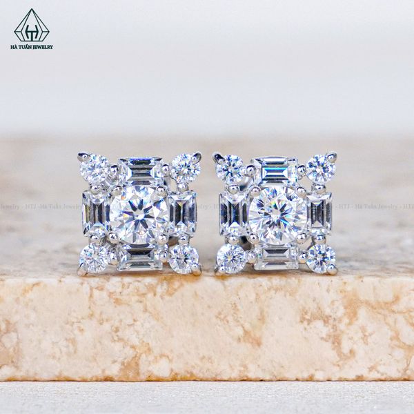  EX553 4mm Bông tai vuông đá 