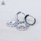  EX543 8mm Bông tai khoen tròn hoa đá 