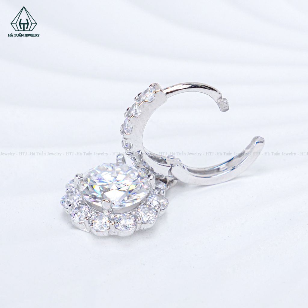 EX543 8mm Bông tai khoen tròn hoa đá