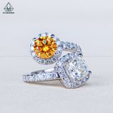  RG343 VT18K Lab Diamond - Chủ Mois Cushion 7*7mm + Chủ Mois Yellow 6.8mm 