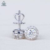  EX048 FULL MOIS 4-5-6mm Bông tai halo tròn 1 chiếc vỏ bông 