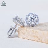  EX128 6.3mm Bông tai viền tấm hoa 10 cánh 